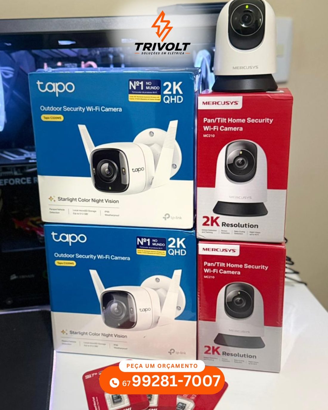 Câmeras Tapo e Mercusys para instalação
